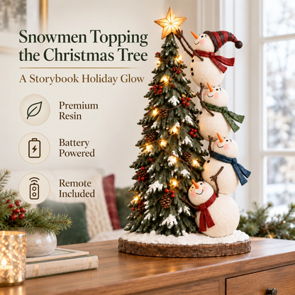 Snowmen Topping the Christmas Tree – Lighted Christmas Figurine