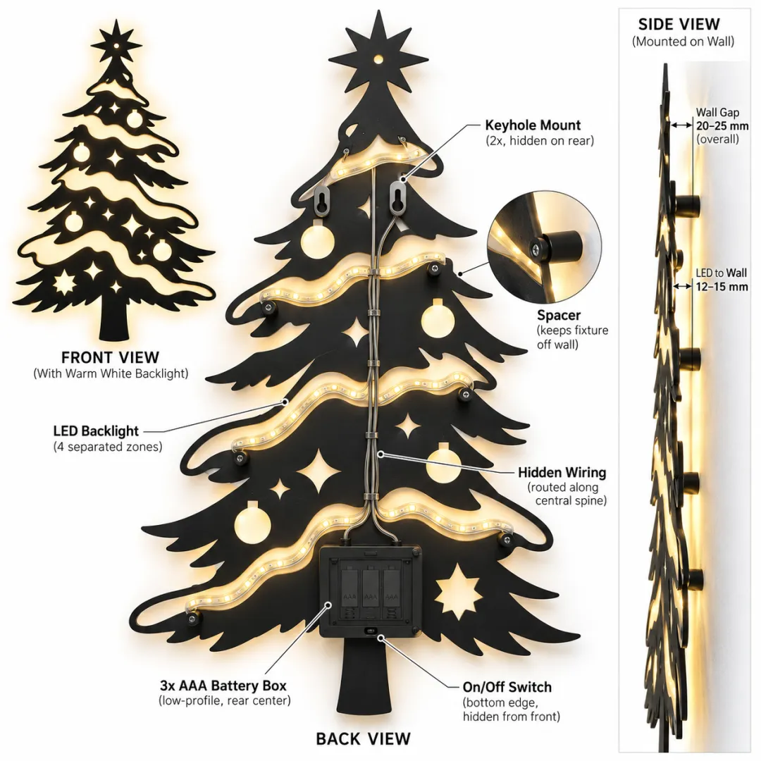 Illuminated Christmas Tree Wall Light 🎄✨ – Enchanting Glow for a Cozy Holiday Home