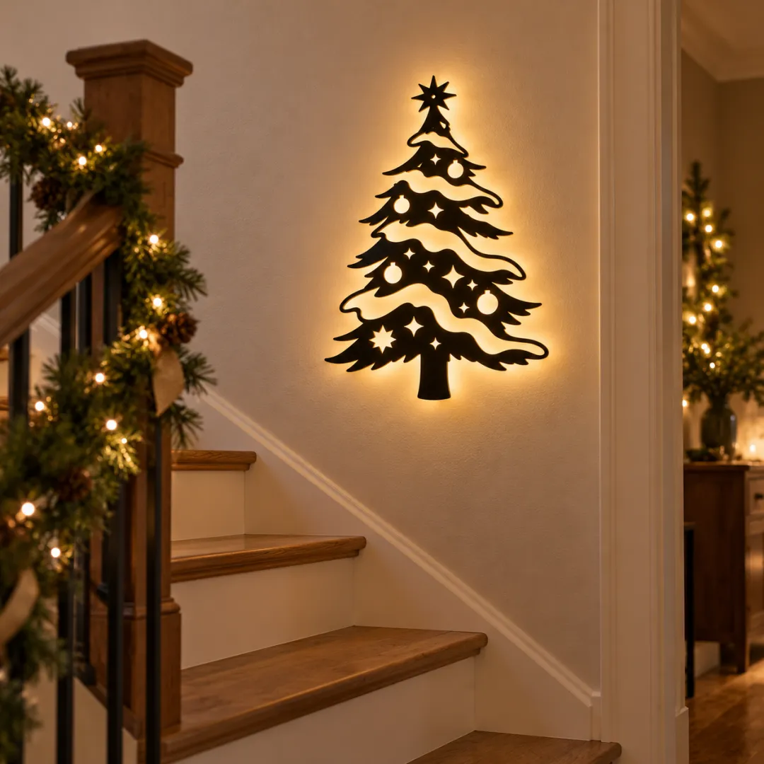 Illuminated Christmas Tree Wall Light 🎄✨ – Enchanting Glow for a Cozy Holiday Home
