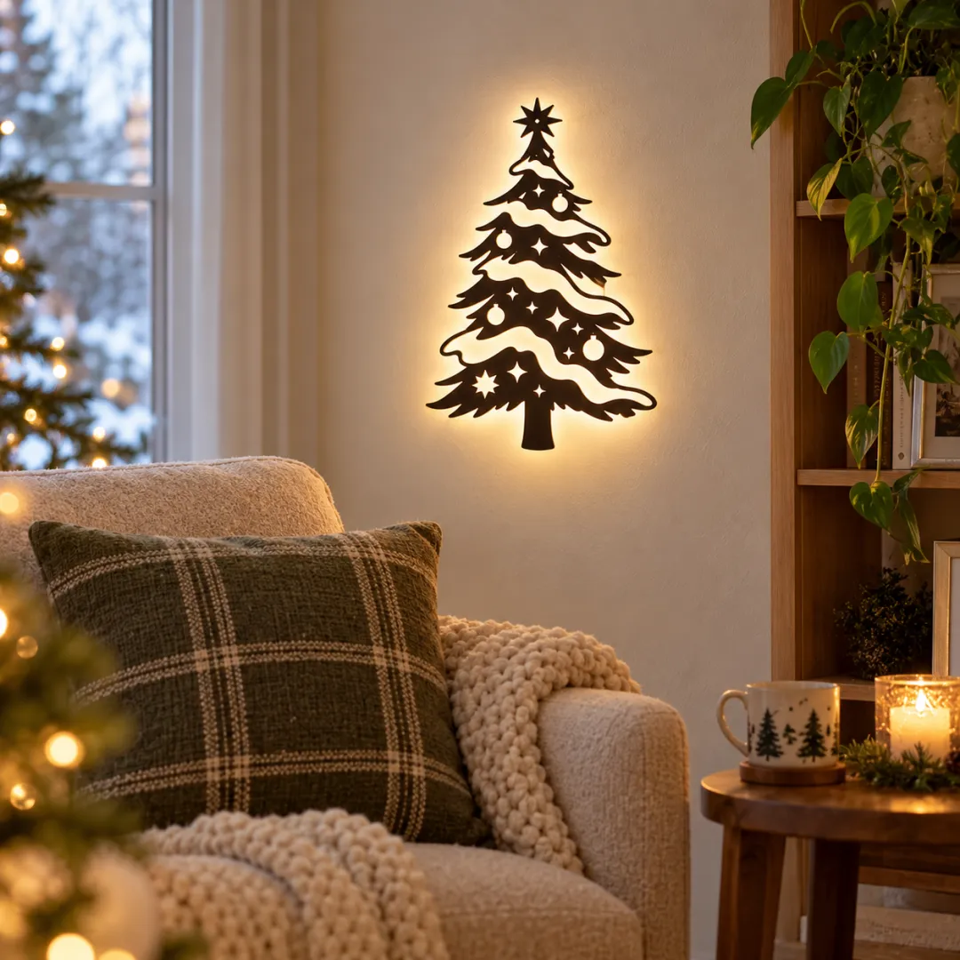 Illuminated Christmas Tree Wall Light 🎄✨ – Enchanting Glow for a Cozy Holiday Home