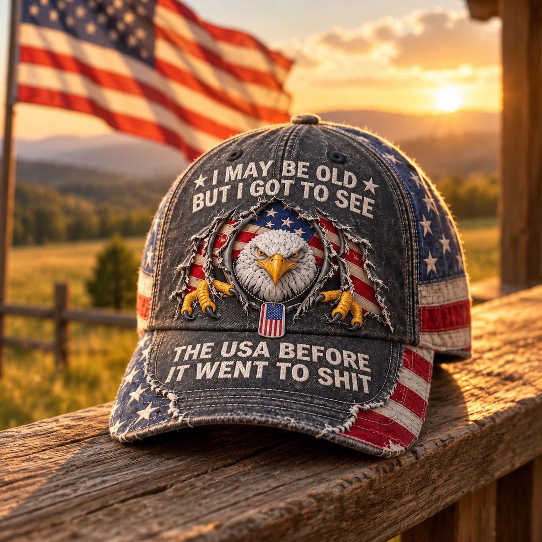 Vintage Eagle Washed Baseball Cap
