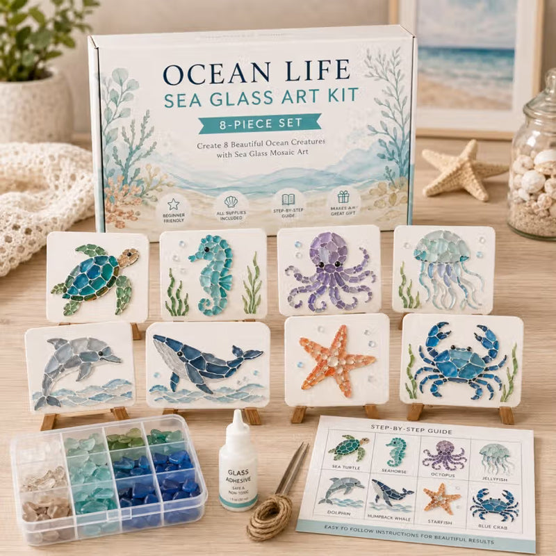 🌊✨ Ocean-Themed Art DIY Kit – Create Stunning Mosaic Masterpiece