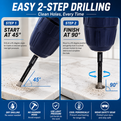 🛠️6 Pcs Diamond Drill Bits Set, 1/4 5/6 3/8 1/2 Inch Brazed Diamond Drill Bits for Precision Drilling in Tile Ceramic Glass Granite Marble Masonry