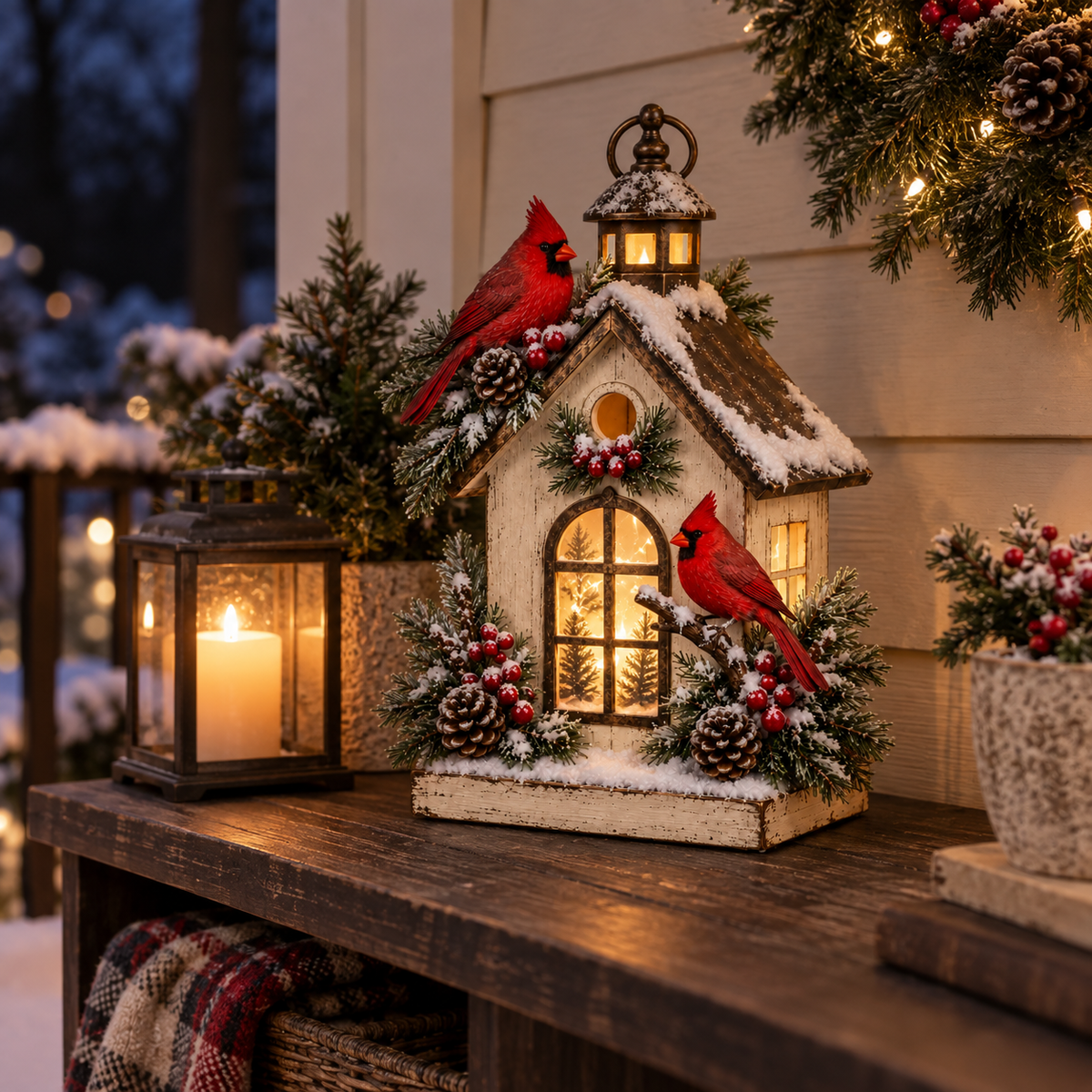 Winter Haven Cardinal Cottage Lantern