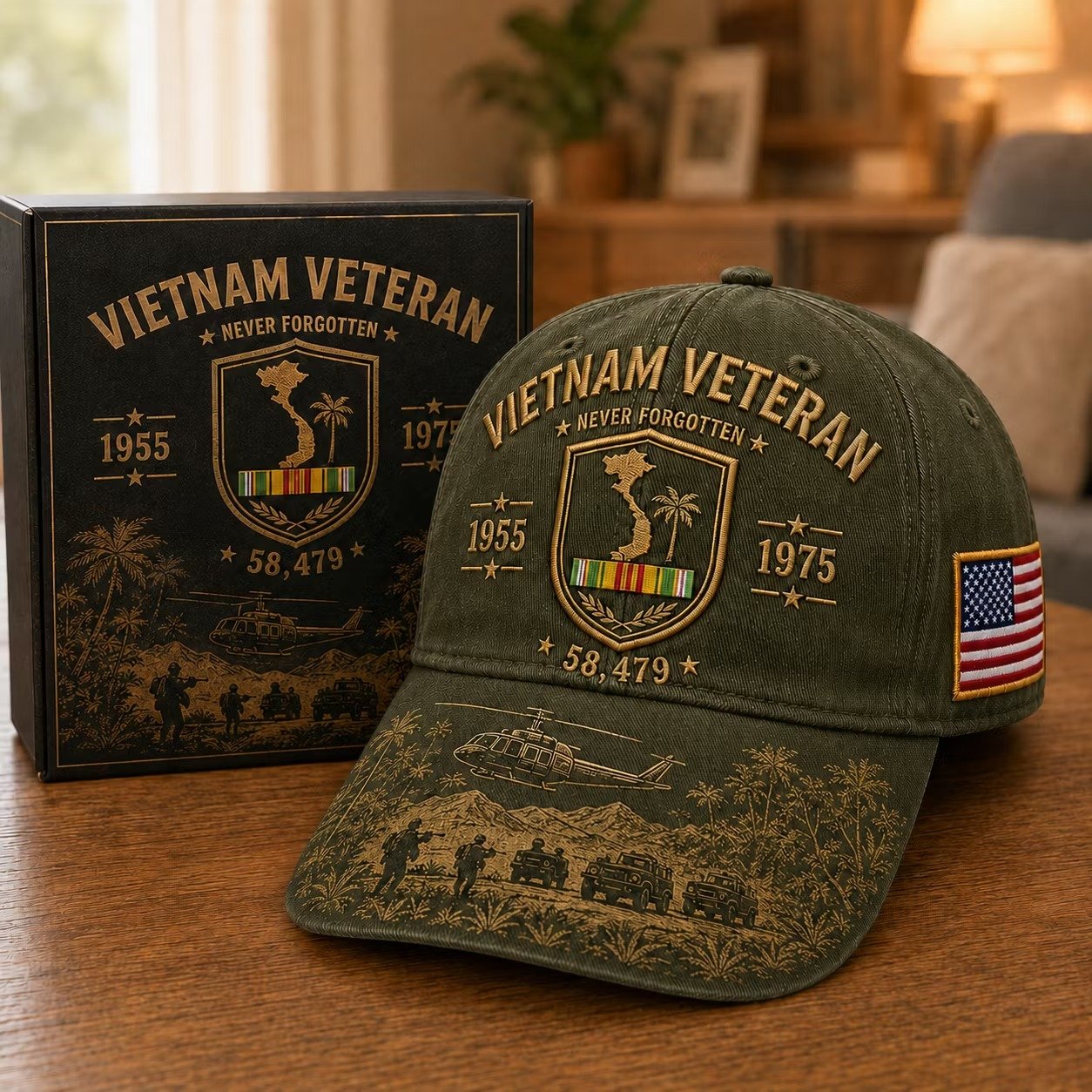 Vietnam Veteran Never Forgotten 1955–1975 Commemorative Cap 🇺🇸