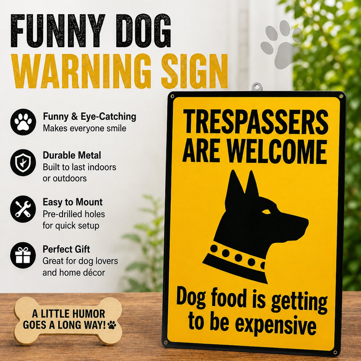 😂 Limited-Time Sale 49% OFF —  Funny Dog Warning Sign丨Trespassers Welcome 🐕