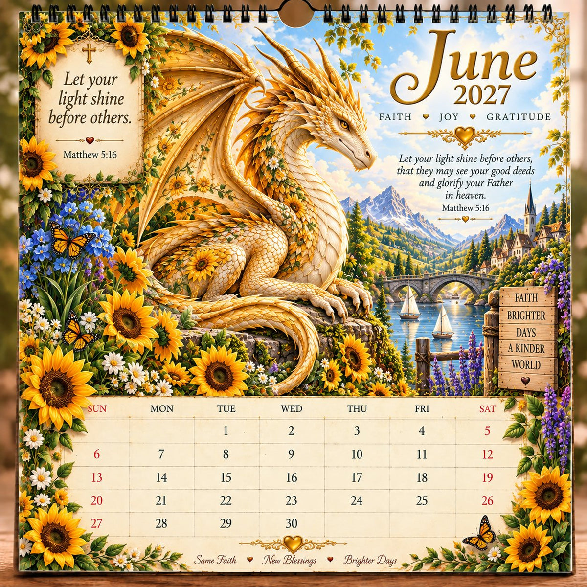 🐉📖2027 Dragon Seasons of Faith Calendar – 12 Fantasy Dragons, Scripture & Seasonal Christian Art