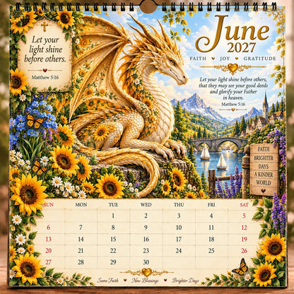 🐉📖2027 Dragon Seasons of Faith Calendar – 12 Fantasy Dragons, Scripture & Seasonal Christian Art