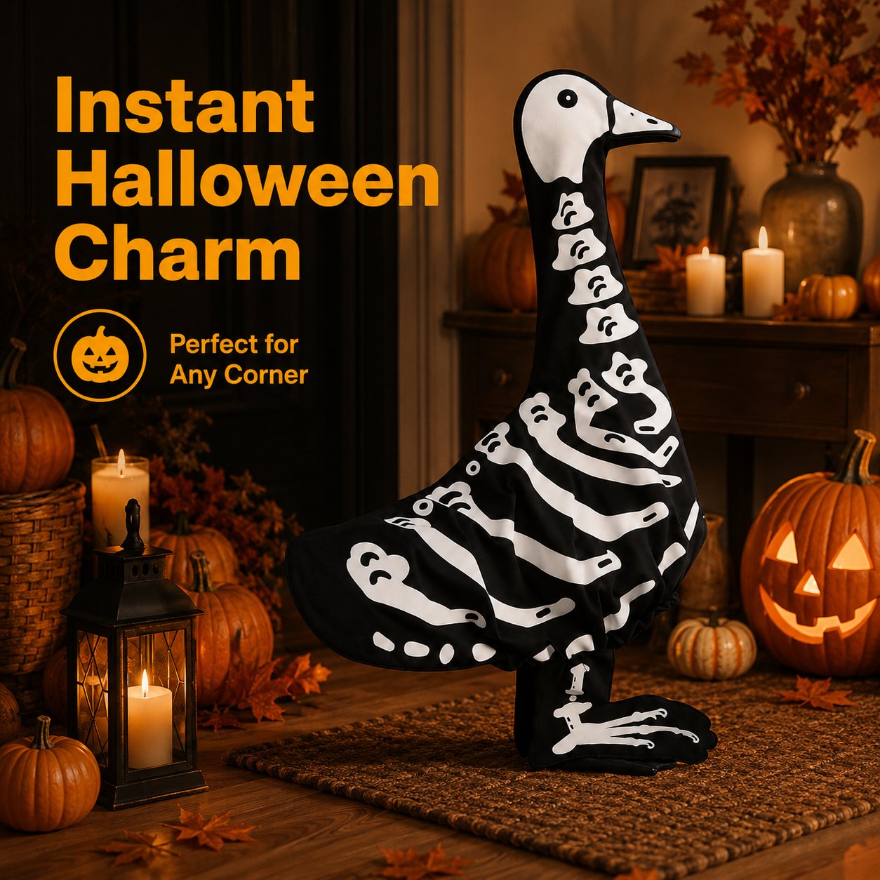 🎃Halloween Goose Skeleton Costume for Porch🪿👻