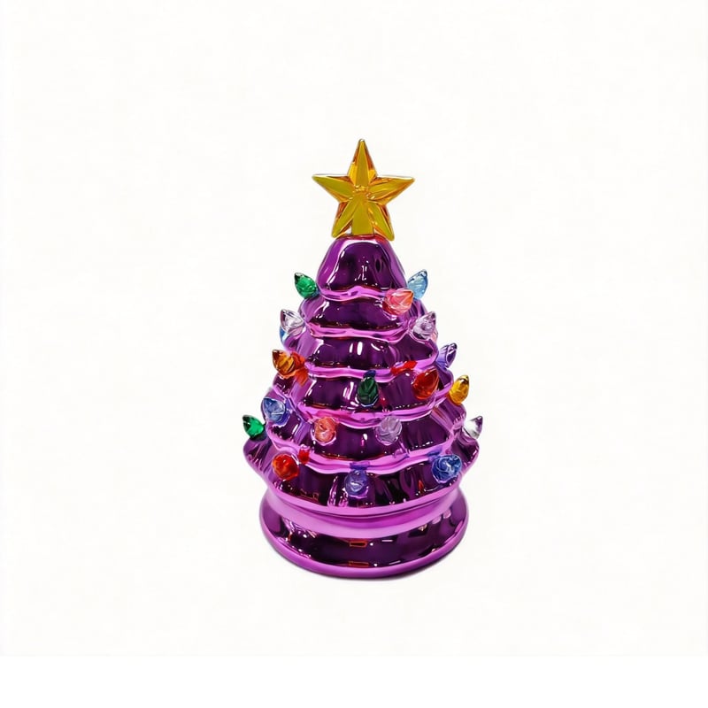Mini 4.5-inch retro LED ceramic Christmas tree (lighted)—suitable for holiday decor or as a gift