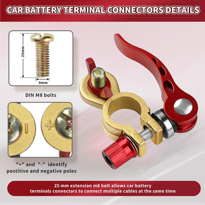 🔥LAST DAY 49% OFF - 🚗🔋Battery Terminal Connectors 1 Pair, Battery Terminals Brass (M8 x 25mm Bolt)