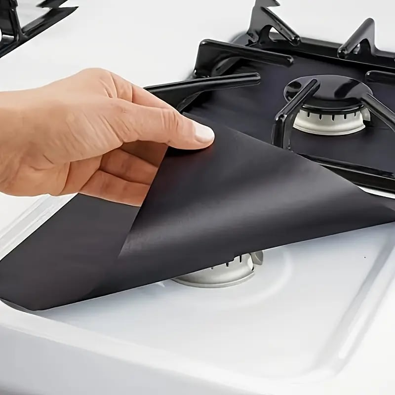 🧽4-Piece Reusable Non-Stick Gas Stove Burner Covers – Heat-Resistant & Washable