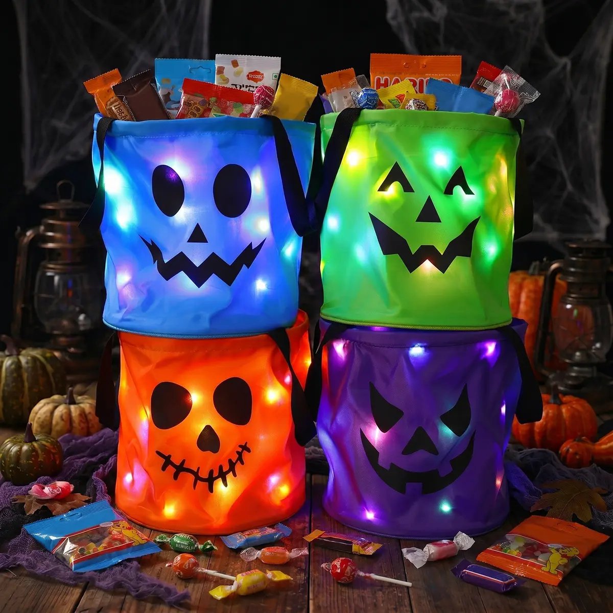 ✨Halloween Glowing Pumpkin Bags – LED Lights & Spacious Interior 🍬