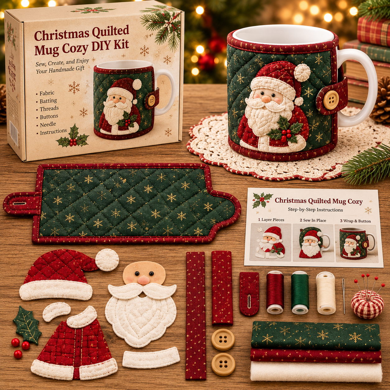 🎄 Christmas Mug Cozy Sewing Kit