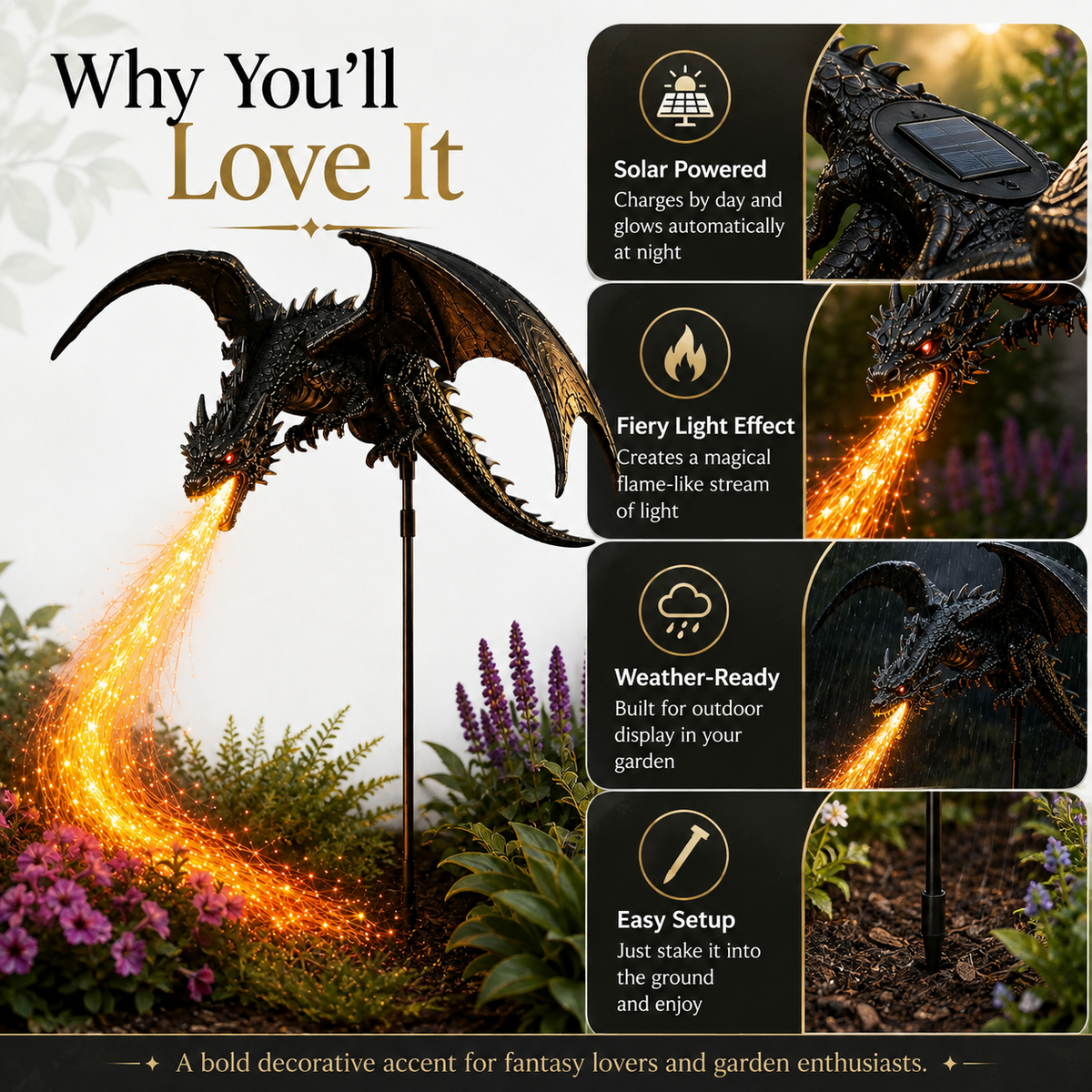 2027 Woverssy® Dragon’s Ember Solar Garden Decor