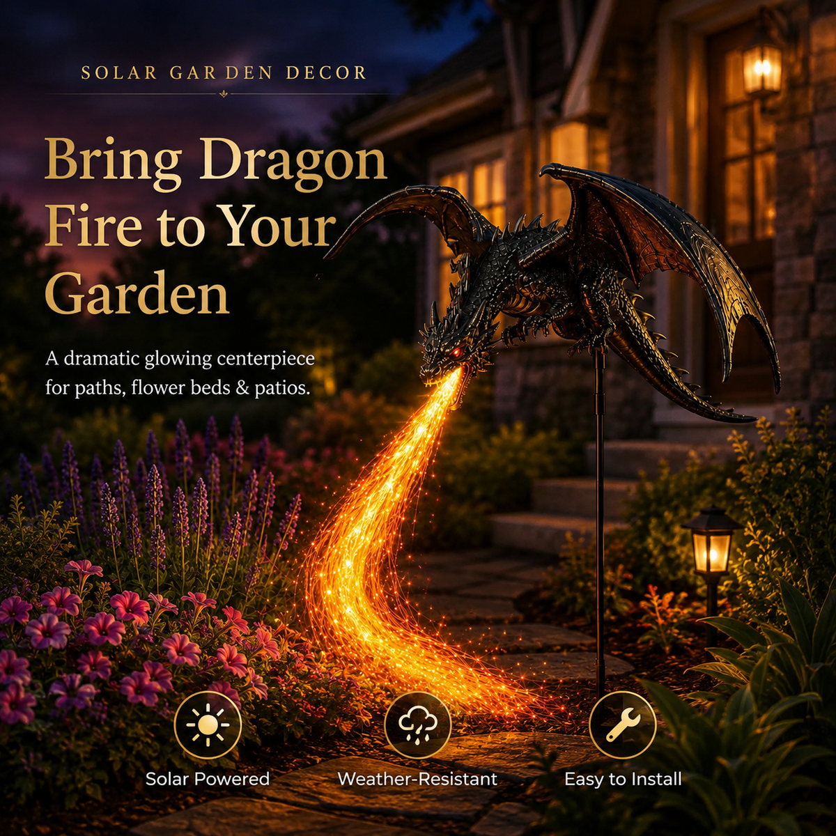2027 Woverssy® Dragon’s Ember Solar Garden Decor