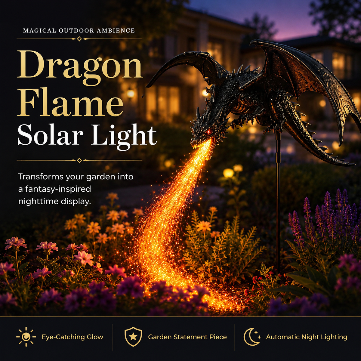 2027 Woverssy® Dragon’s Ember Solar Garden Decor