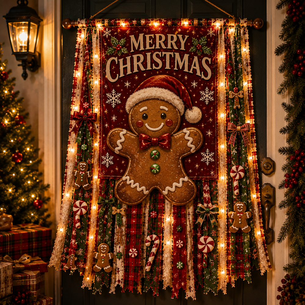 Gingerbread Man Christmas Door Hanging Decor