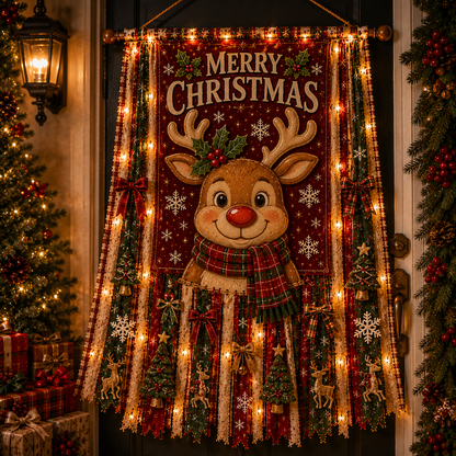 Lighted Christmas Door Hanging 🎄✨ – Festive Holiday Door Decor