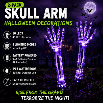 2-Pack Skull Arm Halloween Outdoor Decorations