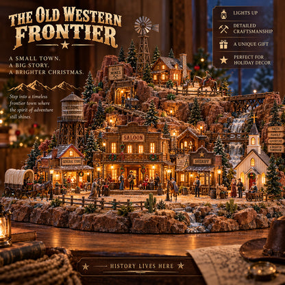 The Old Western Frontier illuminated miniature Old West village display
