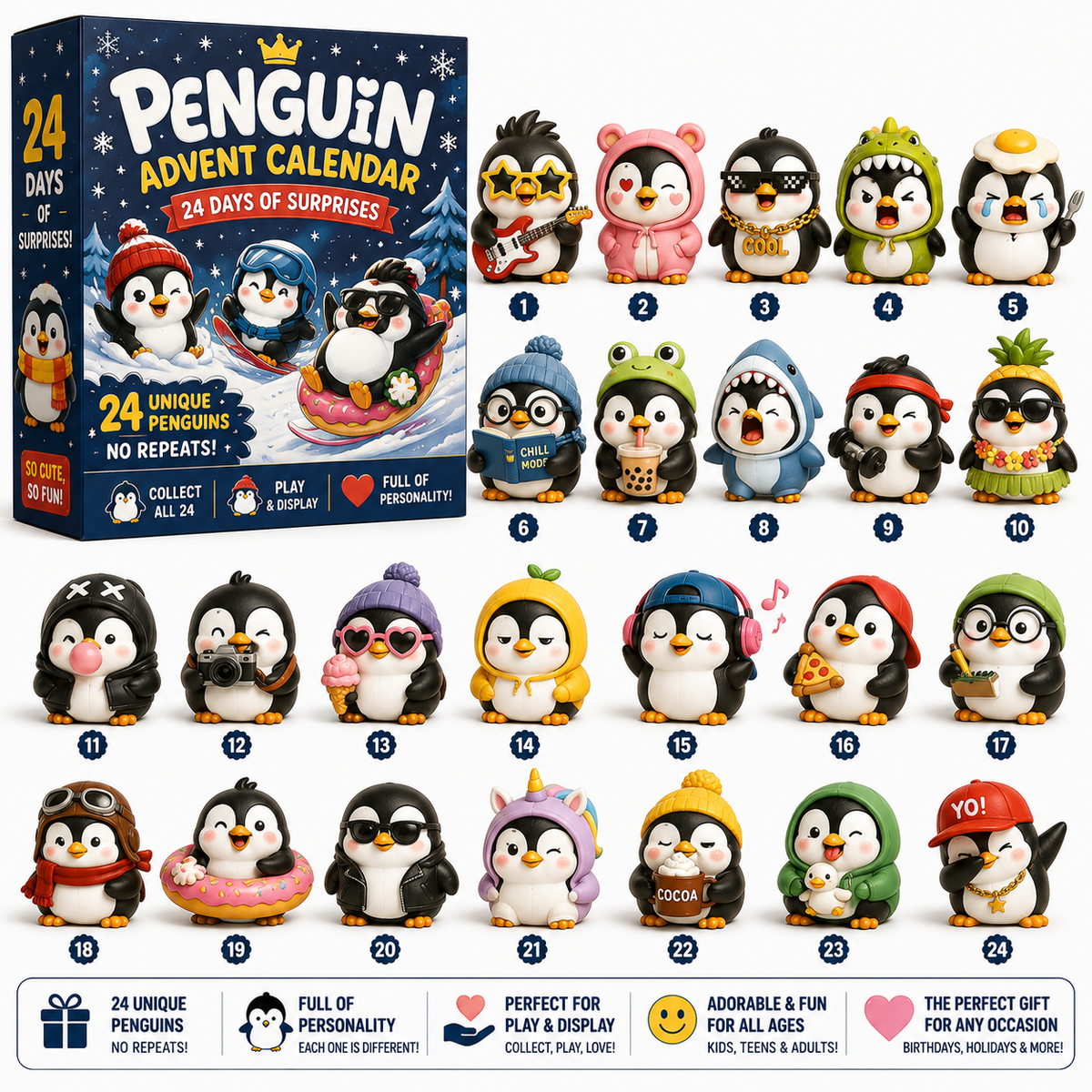 🐧 24 Days of Penguin Surprises Advent Calendar – 3 Fun Editions