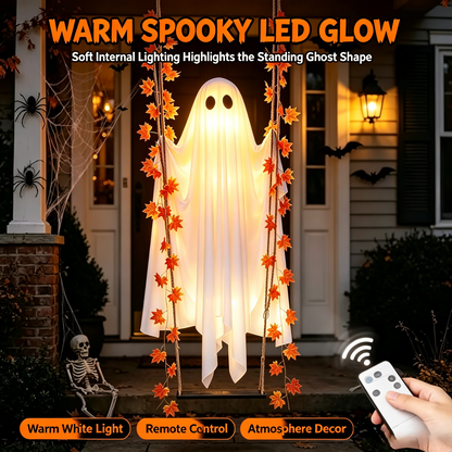 🔥Limited-time 50% Off👻✨LED Hanging Ghost Swing Decoration, 5FT Remote Controlled Halloween Outdoor Hanging Decor🎃