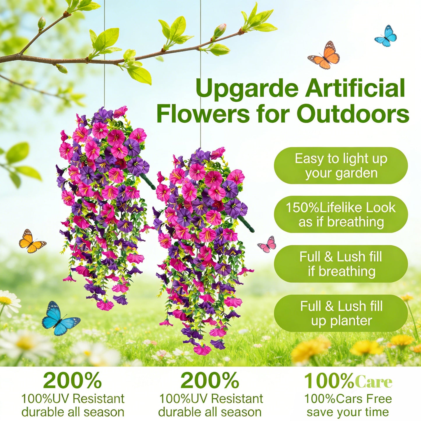 🌺 UV Resistant Hanging Artificial Morning Glory Vine 💖