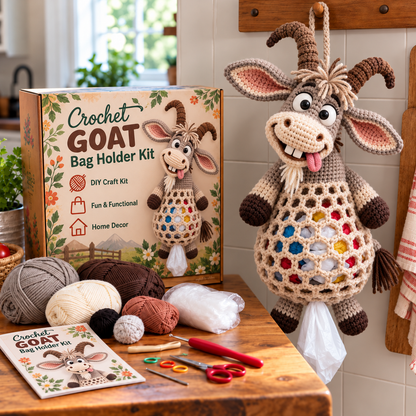 🔥LAST DAY 49% OFF – 🌼 Cottage Harvest Keepers™ — Crochet Animal Bag Holder DIY Kit | 13 Adorable Designs