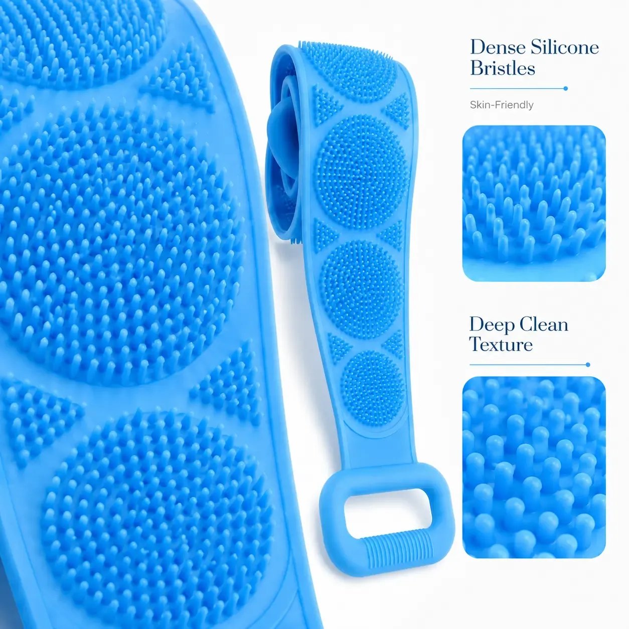 🚿🛁 Silicone Shower Back Scrubber Belt – Double-Sided Exfoliating Shower Body Brush with Mesh Sponge for Deep Cleaning