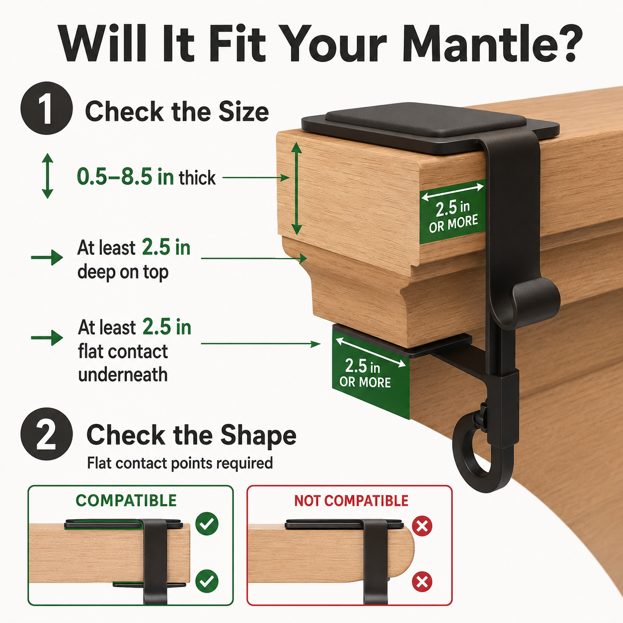🎄 Adjustable Stocking & Garland Mantle Hangers – Damage-Free Dual-Hook Christmas Fireplace Holders 🎅✨
