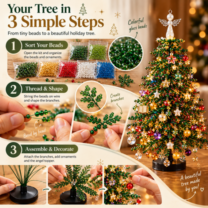 🎄 Create Your Own Holiday Magic – DIY Beaded Christmas Tree Kit with Angel Topper✨