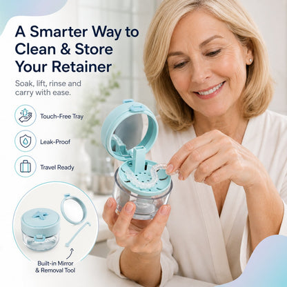 💧Last Day 50% OFF - Portable Retainer and Denture Cleaning Case with Magnetic Lifting Tray🦷✨