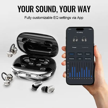 🎧 3-in-1 Wireless Earbuds with Power Bank Charging Case – Clip-On & Sleep Bluetooth Headphones with 4 Earbuds, Noise Cancellation, Water Resistant for Sports & Sleep