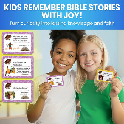 ✝️🙏Bible Trivia Cards for Kids – ✨300 Questions, 150 Cards, Perfect for Family Game Night & Sunday School