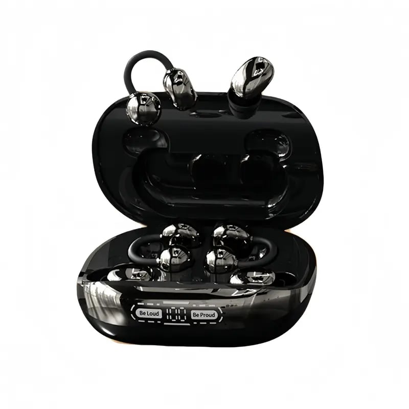 🎧 3-in-1 Wireless Earbuds with Power Bank Charging Case – Clip-On & Sleep Bluetooth Headphones with 4 Earbuds, Noise Cancellation, Water Resistant for Sports & Sleep