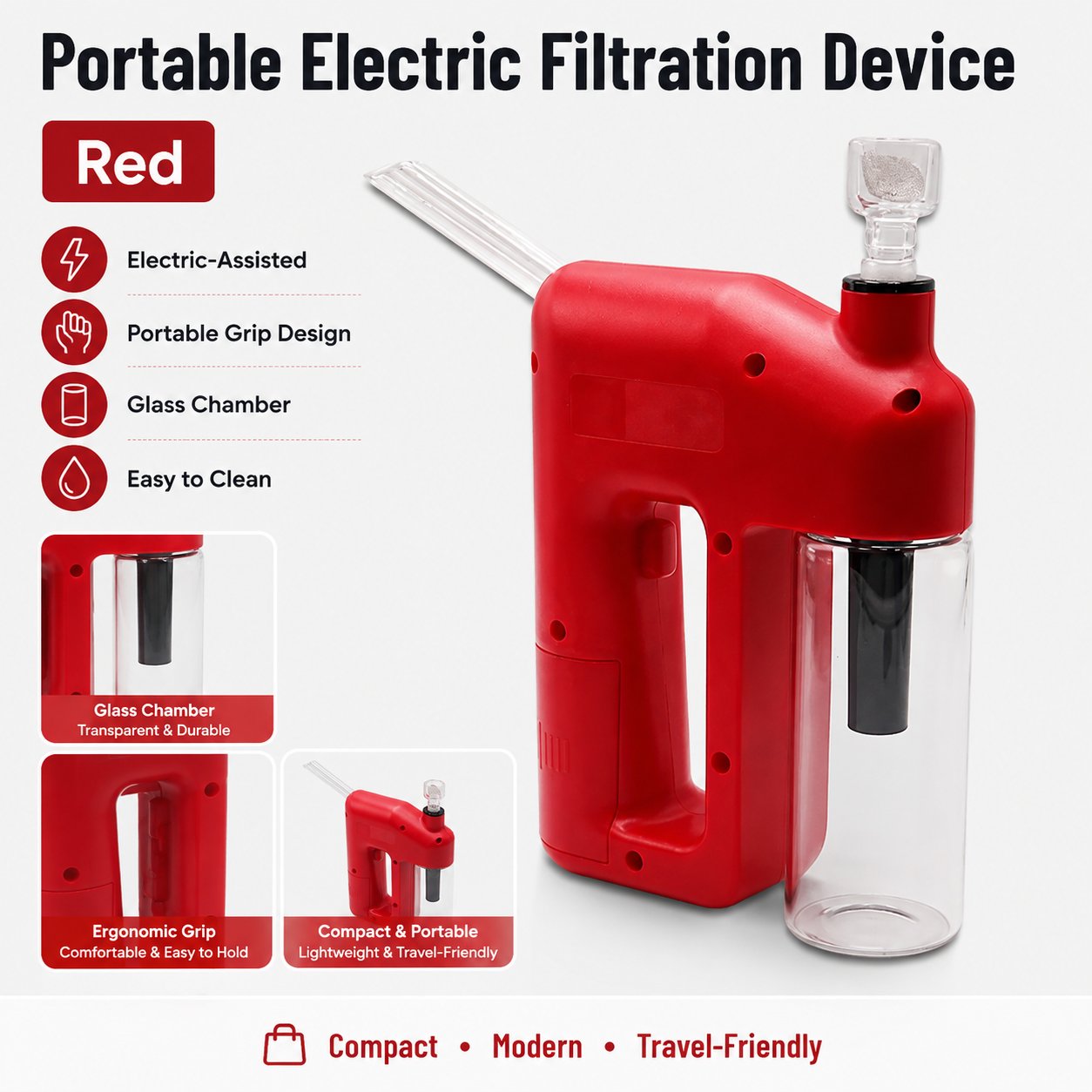 ⚡ LAST DAY 50% OFF – Portable Handheld Electric Filtration Device | Compact Glass Chamber Design with Electric-Assisted Operation & 6 Color Options ✨