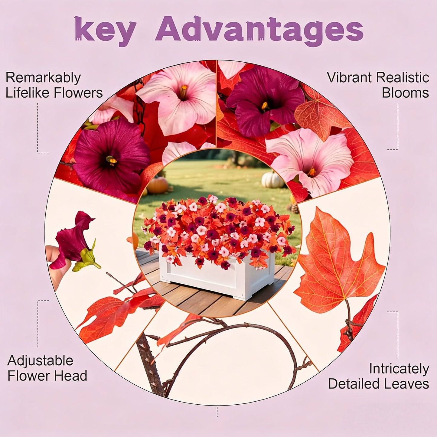 Outdoor Artificial Petunia Flowers Decor (2Pcs)