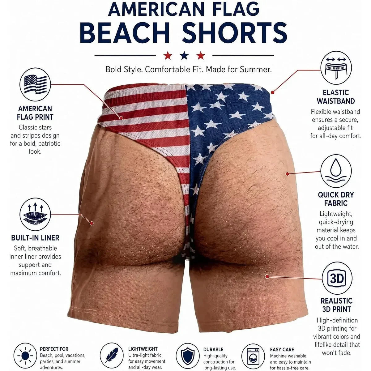 Funny Patriotic Men Swim Trunks - Personalized Birthday Gifts For Husband, Son, Grandson, Brother, Grandpa, Dad, Yourself - Warning Wide Load