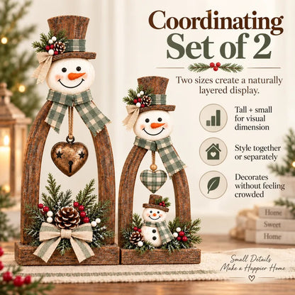 🤎Rustic Vintage Snowman Tabletop Decor Set ☃️