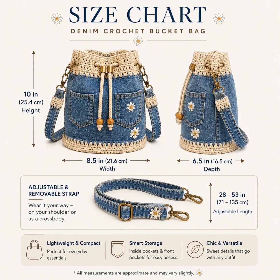 🔥HOT SALE 49% OFF✨👜Denim Crochet Bucket Bag