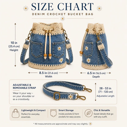 🔥HOT SALE 49% OFF✨👜Denim Crochet Bucket Bag