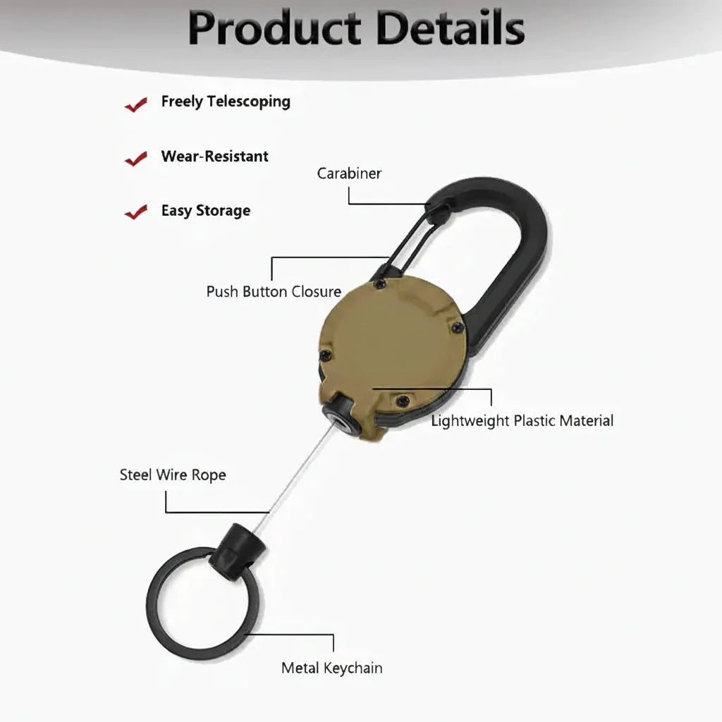 ✨Heavy‑Duty Retractable Keychain