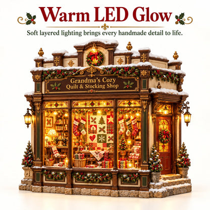 🧵 Grandma’s Cozy Quilt Shop DIY Kit 🎄 | Light-Up Christmas Miniature | Build Your Own Holiday Tradition