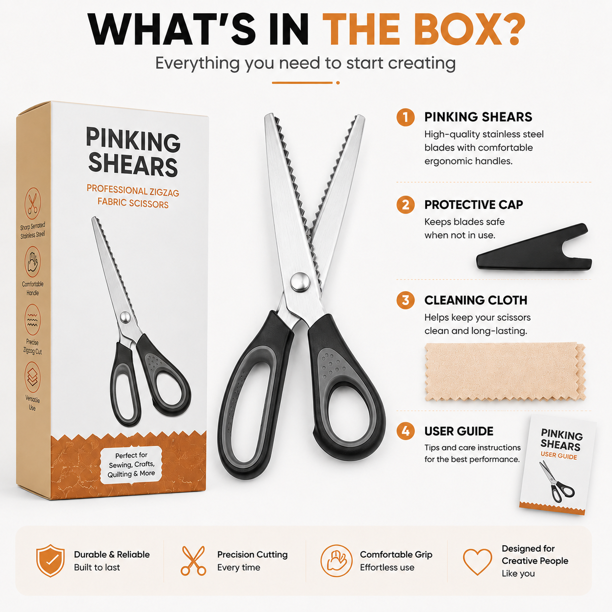 ✂️ Professional Pinking Shears – Sharp Serrated Fabric Scissors for Clean Zigzag Edges