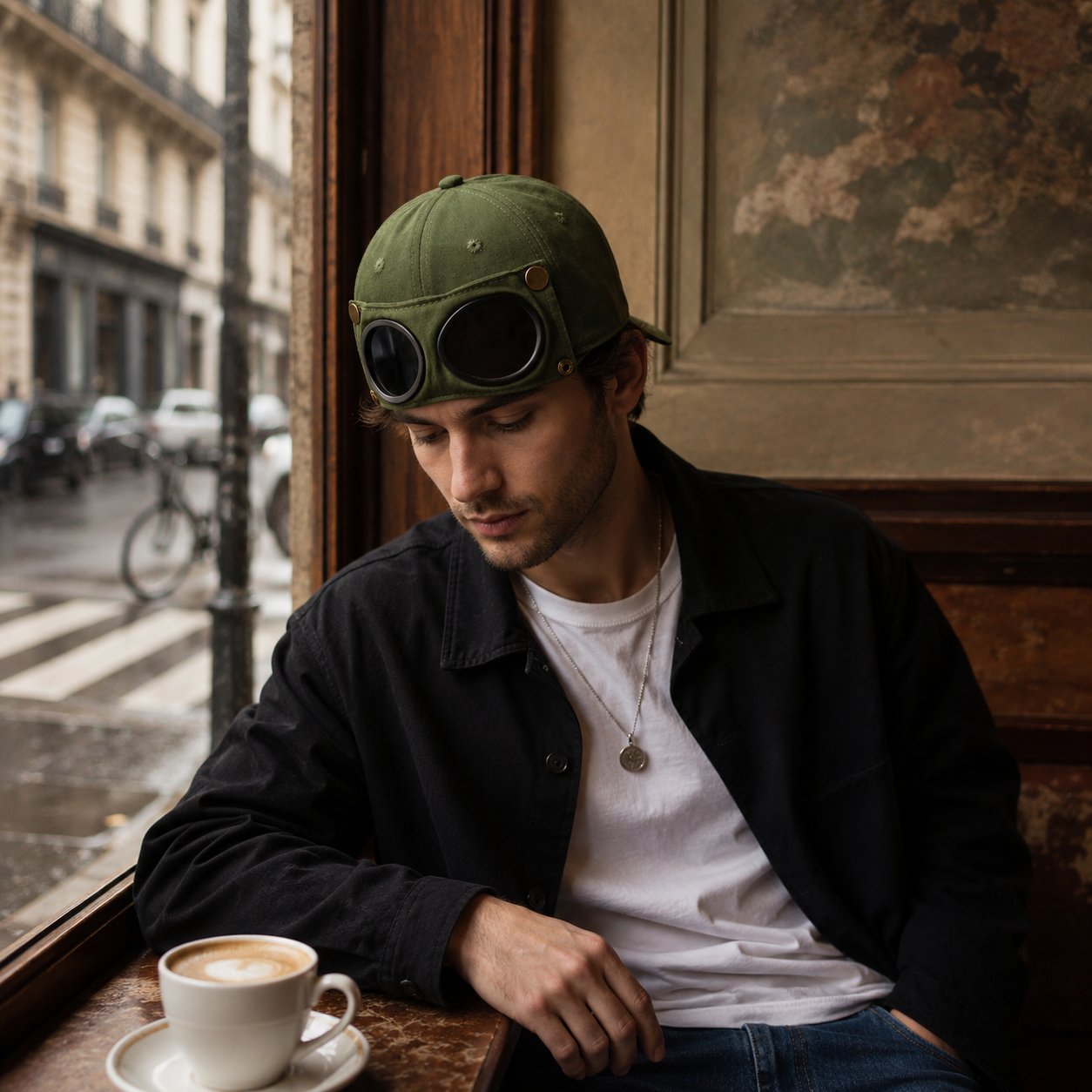 Detachable Goggle Pilot Baseball Cap Vintage Washed Cotton Hat for Street Fashion & Daily Outfit