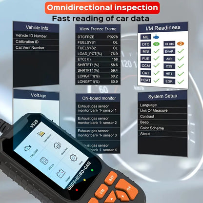 V520 OBD2 Scanner Car Diagnostic Tool, Code Reader with Live Data Stream, Battery Voltage Test & I/M Readiness for All OBDII Vehicles