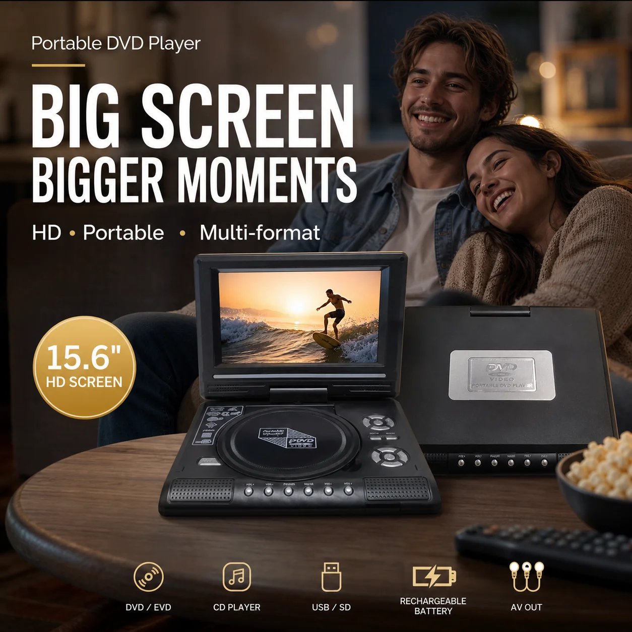 🔥Last Day 50% OFF - 📺 7.8" HD Portable DVD/EVD Player – Large Screen, Rechargeable & Compatible with DVD/CD/USB/SD – Perfect for Home & Travel 🔥