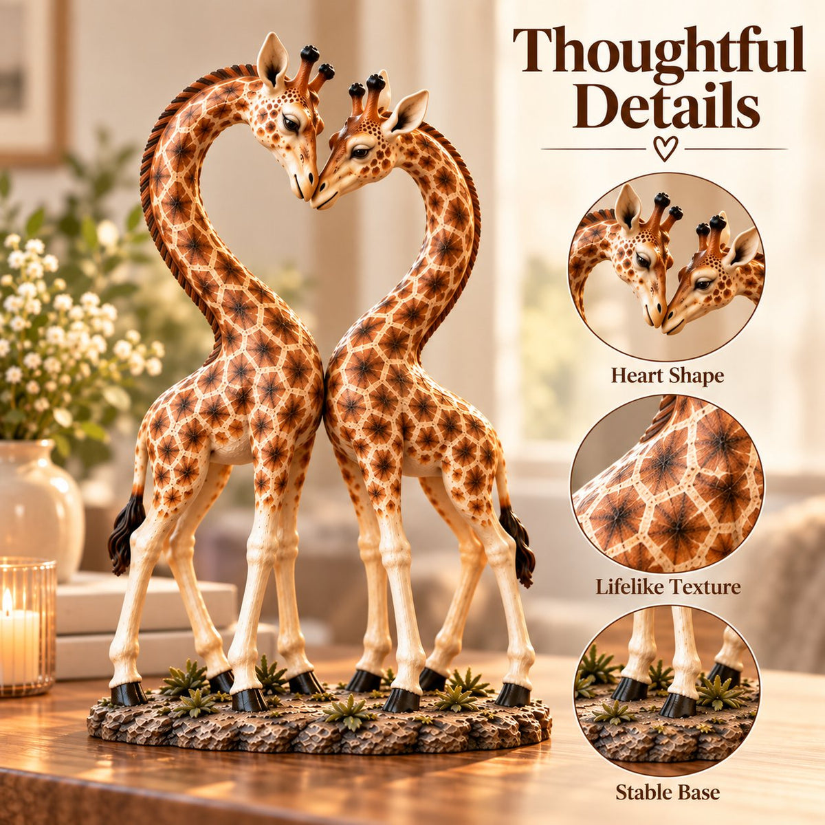 💕🎁Better Together – Giraffe Heart Sculpture 🦒♡🦒