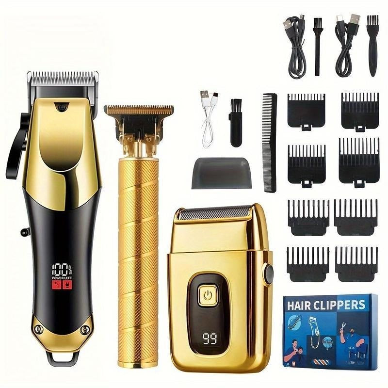 3-Piece Professional Hair Clipper and Trimmer Kit for Men